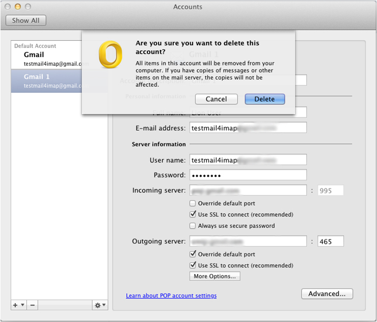 aol server information for mac mail